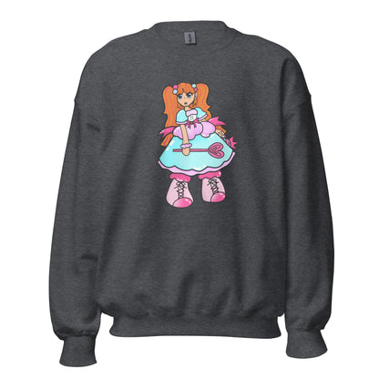 Kandie Character Crewneck Sweatshirt-sweatshirt-Dark Heather-S-mysticalcherry