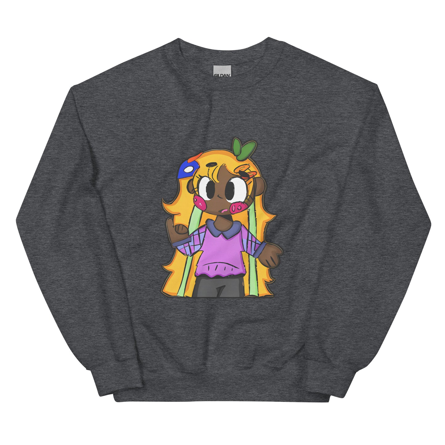 Chiisana Remon Character Sweatshirt-sweatshirt-Dark Heather-S-mysticalcherry