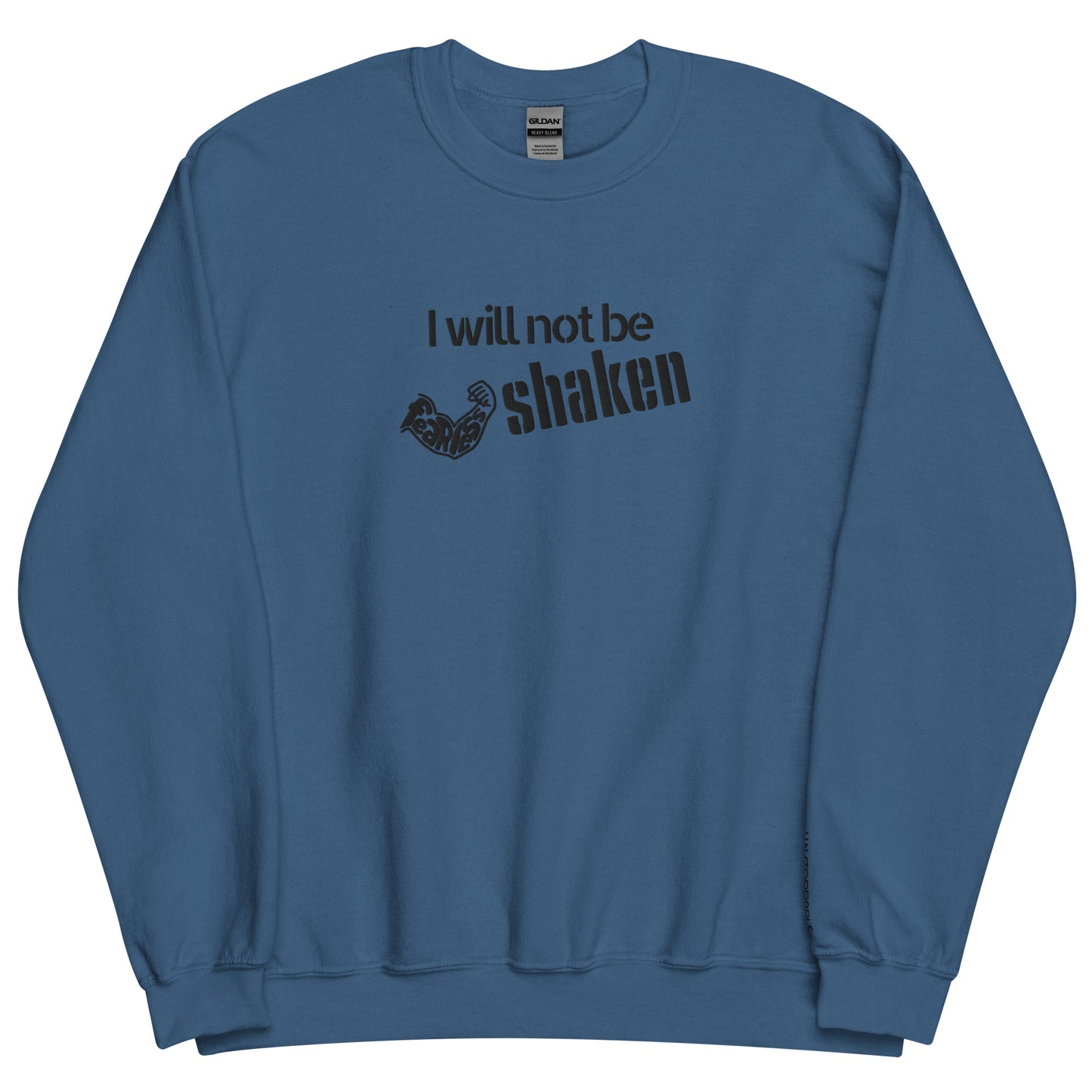 Embroidered I Will NOT Be Shaken Fearless Crewneck Sweatshirt-embroidery crewneck-Indigo Blue-S-mysticalcherry