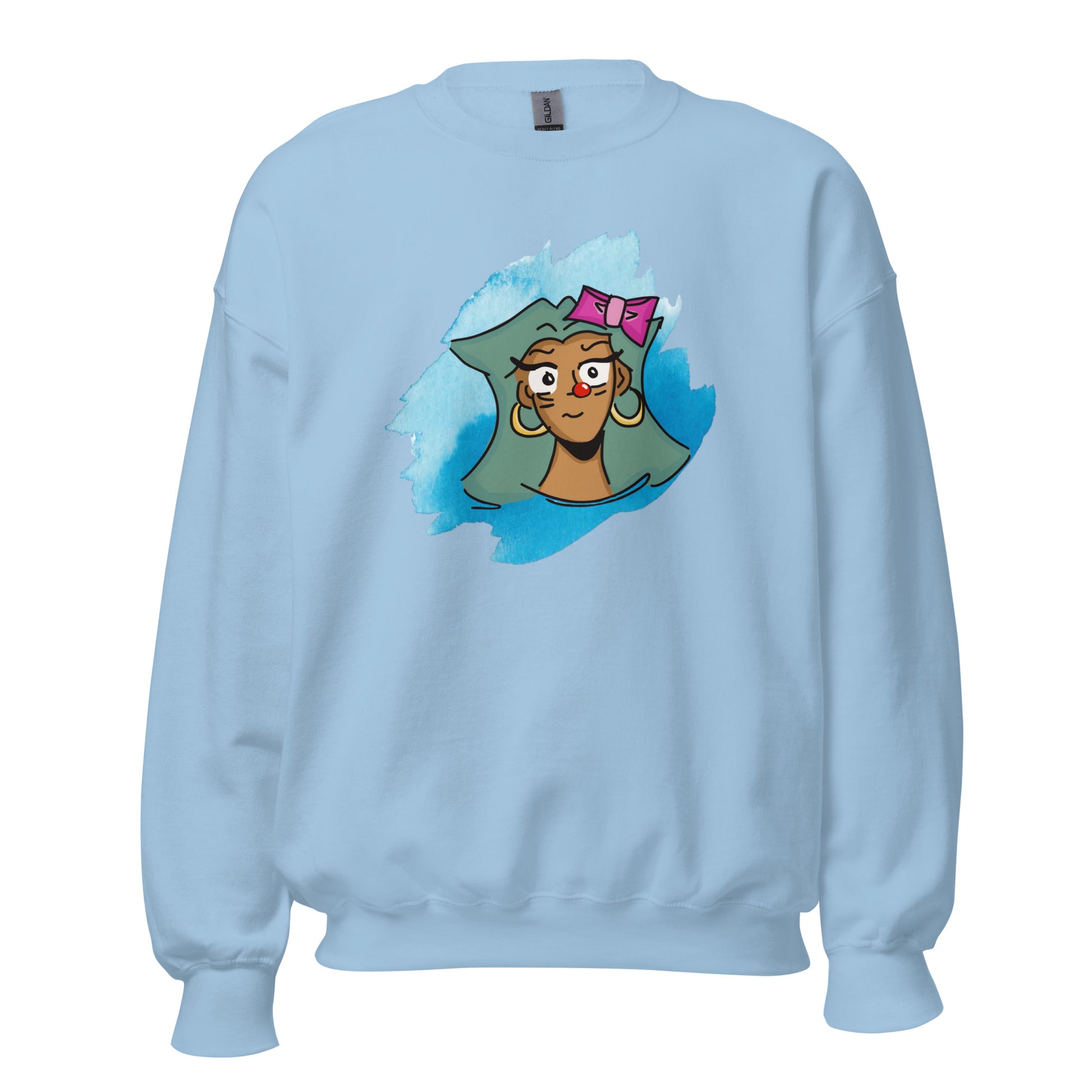 Red Nose Girl Crewneck Sweatshirt-crewneck-Light Blue-S-mysticalcherry