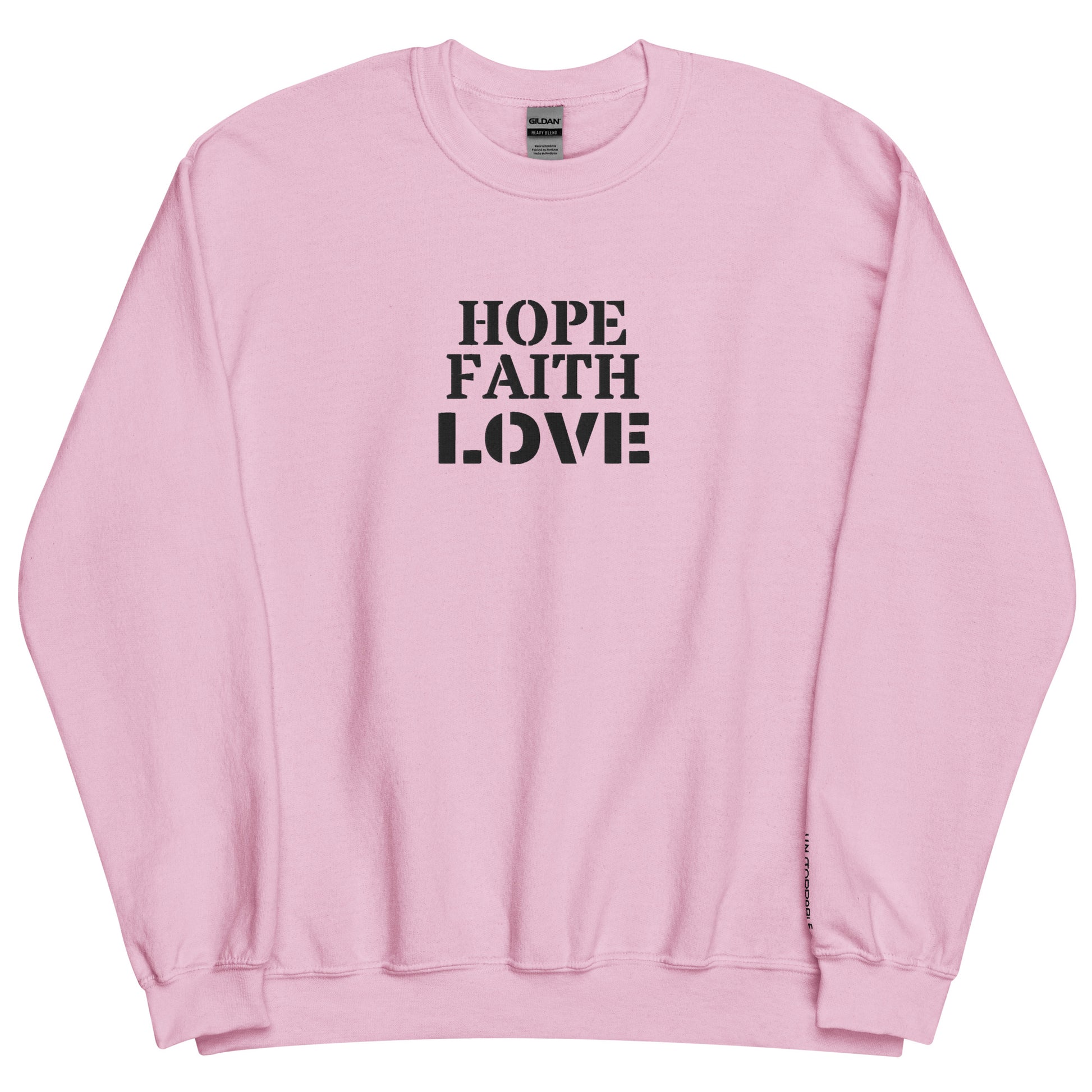 Embroidered Faith Hope Love Crewneck Sweatshirt-embroidery crewneck-Light Pink-S-mysticalcherry