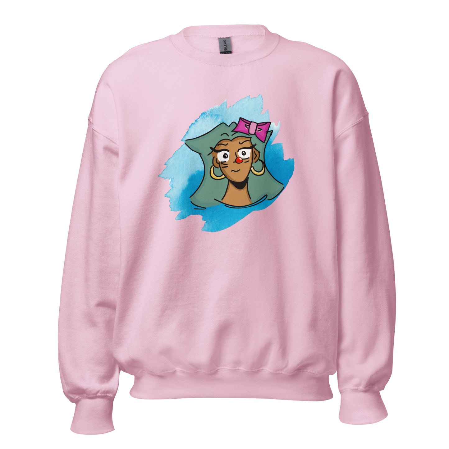 Red Nose Girl Crewneck Sweatshirt-crewneck-Light Pink-S-mysticalcherry