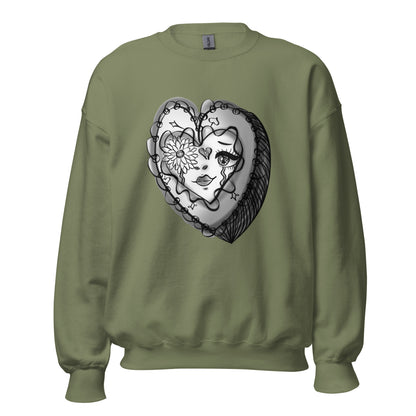 Reminiscent ♥️ Jersey Sweatshirt-sweatshirt-Military Green-S-mysticalcherry