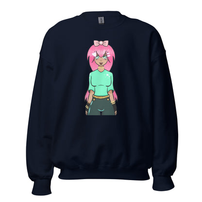 Bubble Gum Girl Crewneck Sweatshirt-sweatshirt-Navy-S-mysticalcherry