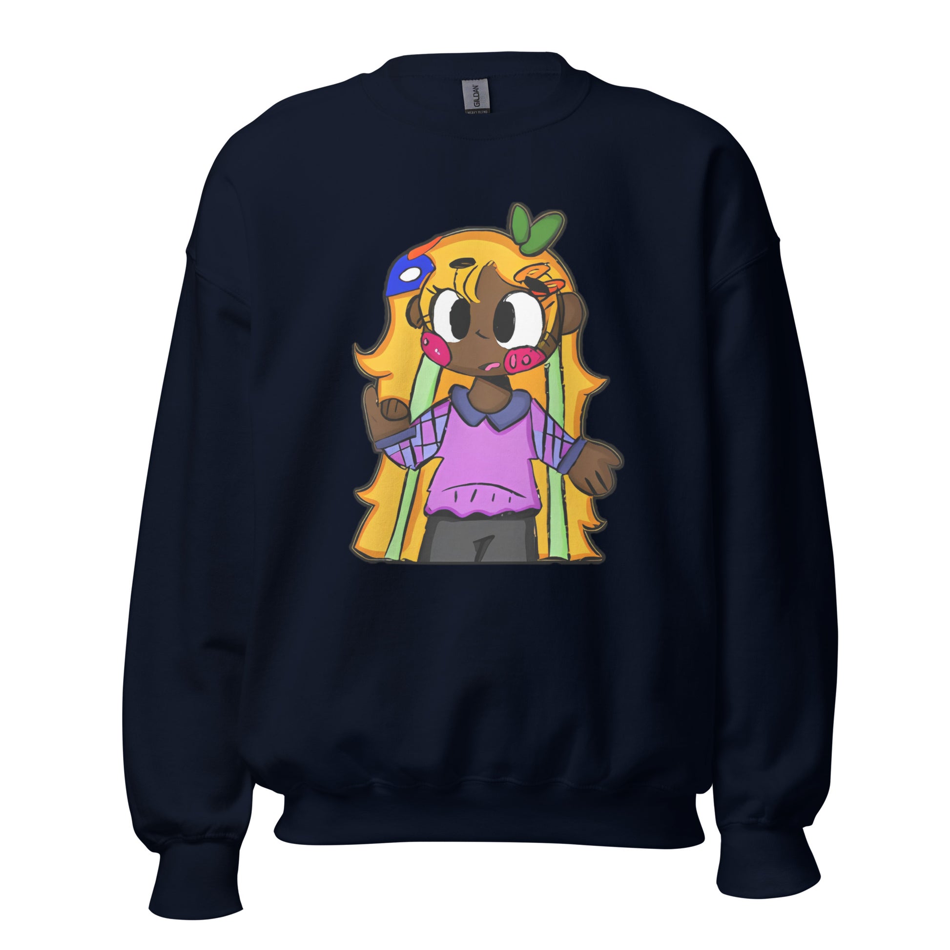 Chiisana Remon Character Sweatshirt-sweatshirt-Navy-S-mysticalcherry