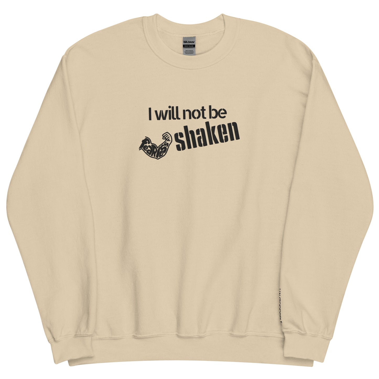 Embroidered I Will NOT Be Shaken Fearless Crewneck Sweatshirt-embroidery crewneck-Sand-S-mysticalcherry