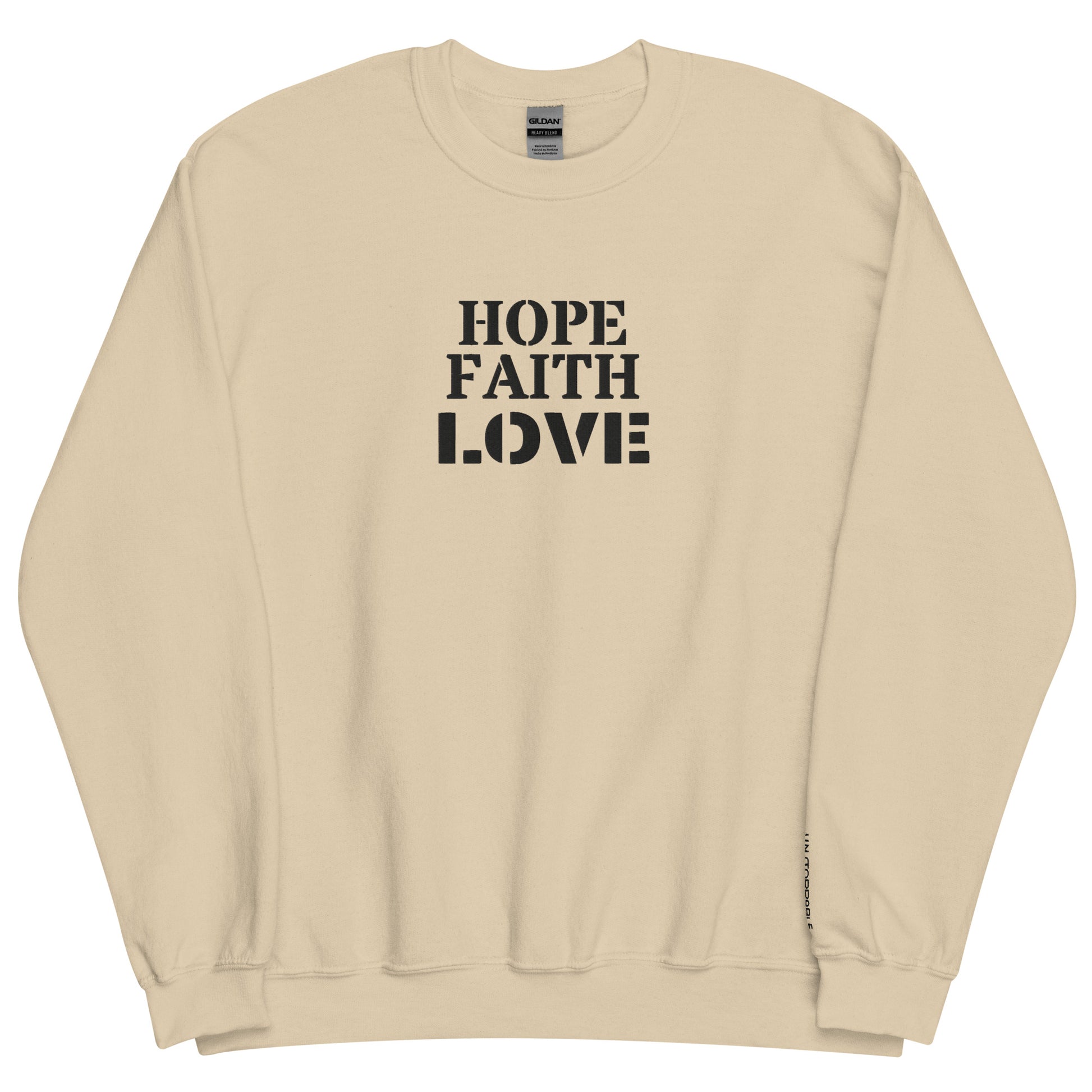 Embroidered Faith Hope Love Crewneck Sweatshirt-embroidery crewneck-Sand-S-mysticalcherry