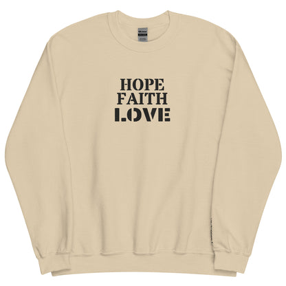 Embroidered Faith Hope Love Crewneck Sweatshirt-embroidery crewneck-Sand-S-mysticalcherry