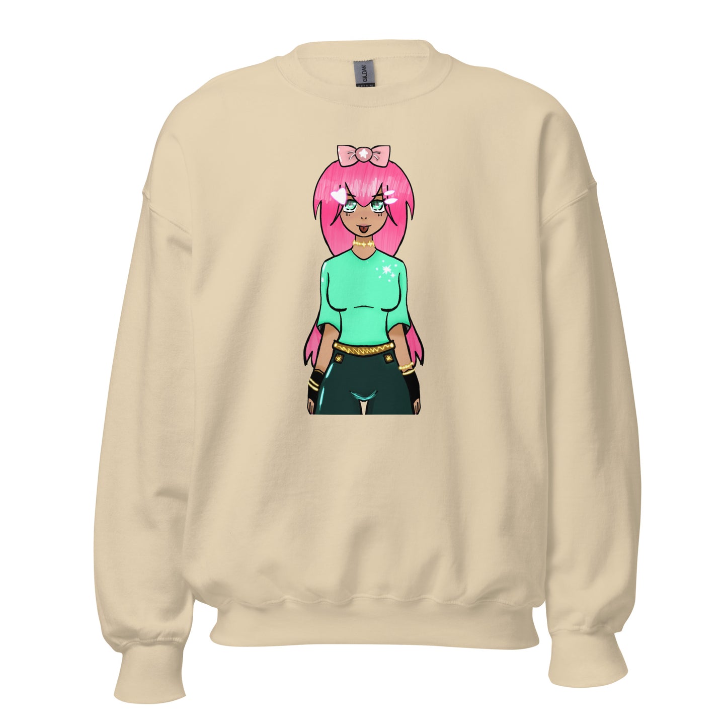 Bubble Gum Girl Crewneck Sweatshirt-sweatshirt-Sand-S-mysticalcherry