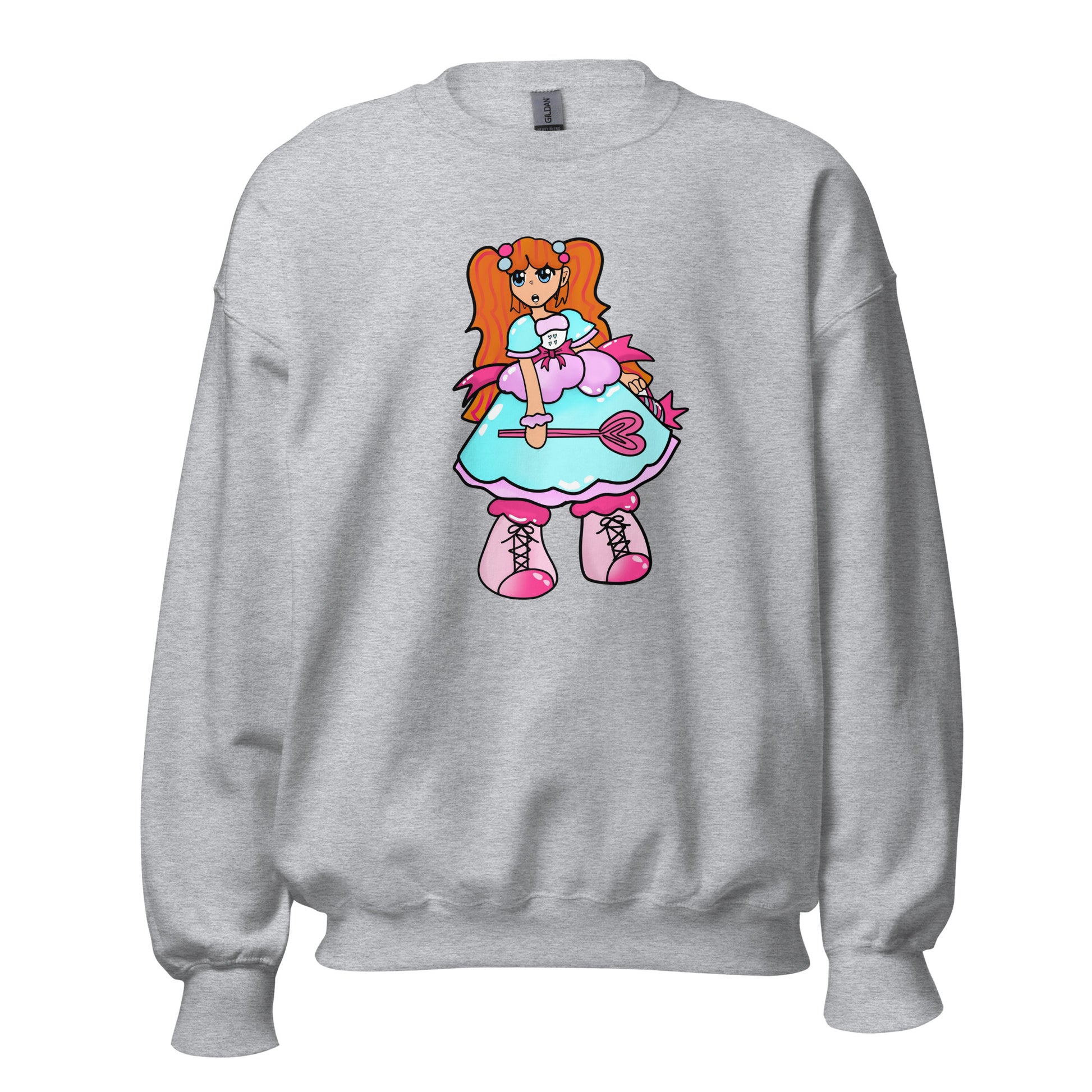 Kandie Character Crewneck Sweatshirt-sweatshirt-Sport Grey-S-mysticalcherry