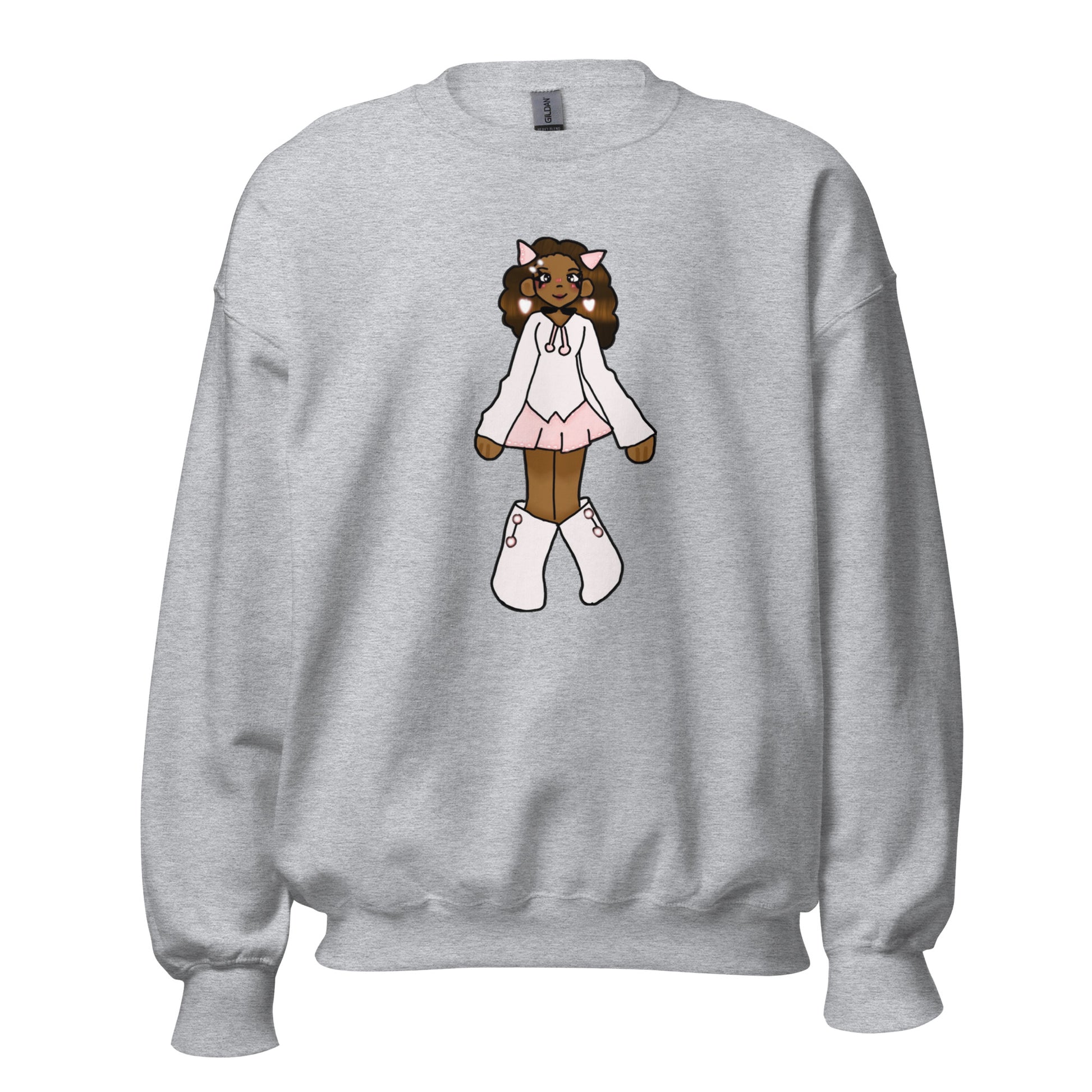 PrettyN Pink Character Sweatshirt-sweatshirt-Sport Grey-S-mysticalcherry