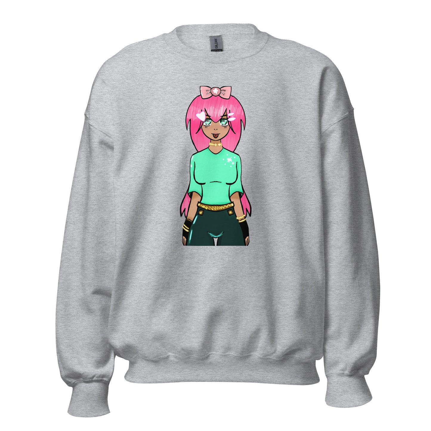 Bubble Gum Girl Crewneck Sweatshirt-sweatshirt-Sport Grey-S-mysticalcherry