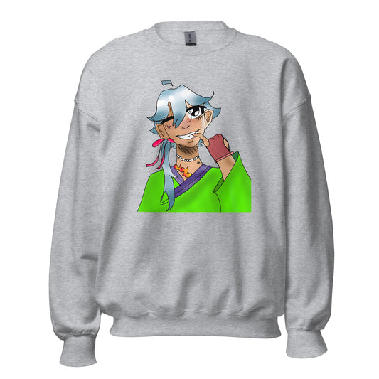 Green Flame Dako Crewneck Sweatshirt-sweatshirt-Sport Grey-S-mysticalcherry