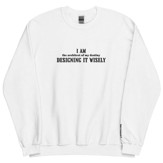 I Am The Architect of My Destiny Embroidery Crewneck Sweatshirt-embroidery crewneck-White-S-mysticalcherry