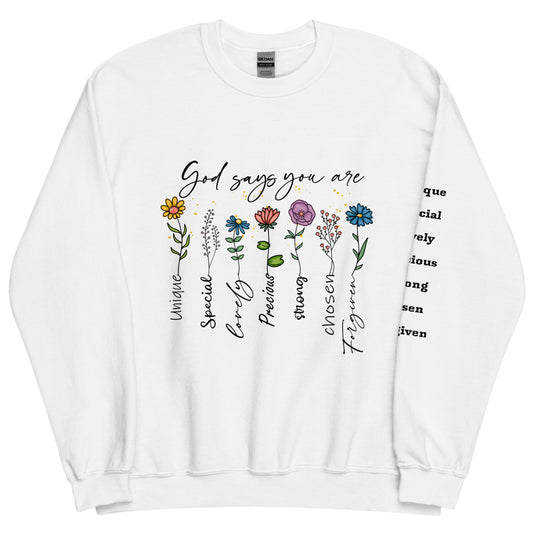 God Says You Are Garden Sweatshirt-crewneck-White-S-mysticalcherry