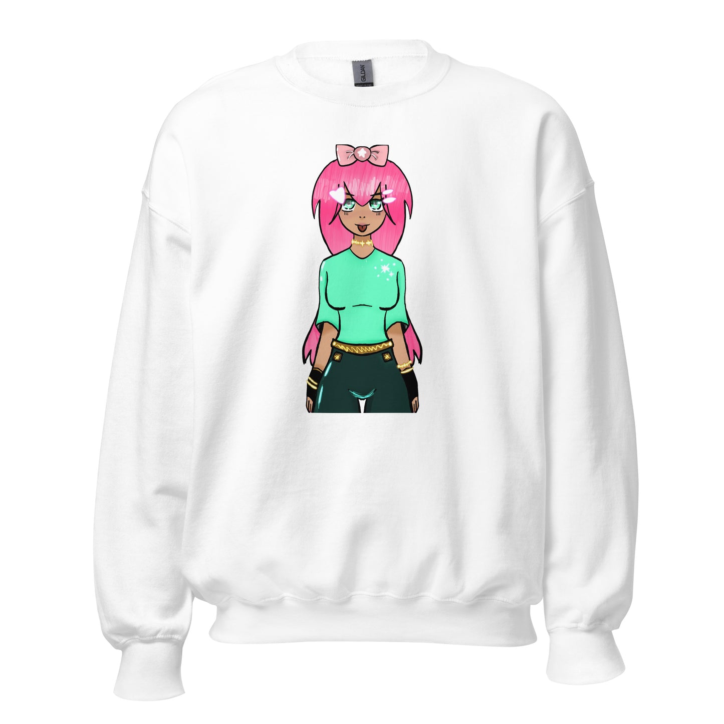 Bubble Gum Girl Crewneck Sweatshirt-sweatshirt-White-S-mysticalcherry