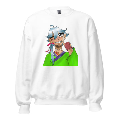 Green Flame Dako Crewneck Sweatshirt-sweatshirt-White-S-mysticalcherry