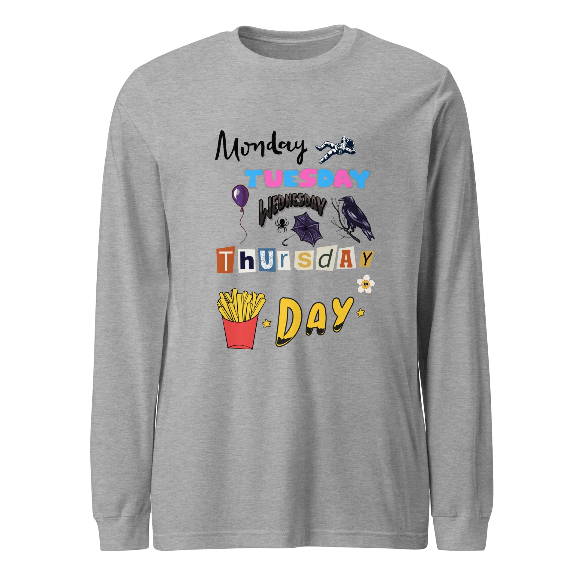 Days of The Week Long Sleeve Tee-long sleeve shirt-Athletic Heather-XS-mysticalcherry