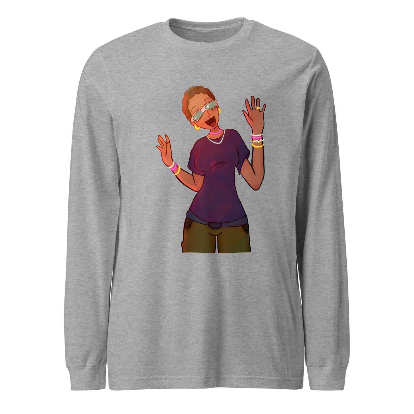 Aunty Angie Long Sleeve Tee-long sleeve shirt-Athletic Heather-XS-mysticalcherry