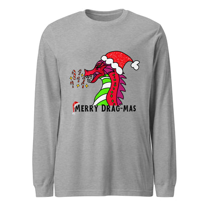 Merry Drag-mas Long Sleeve Tee-long sleeve shirt-Athletic Heather-XS-mysticalcherry