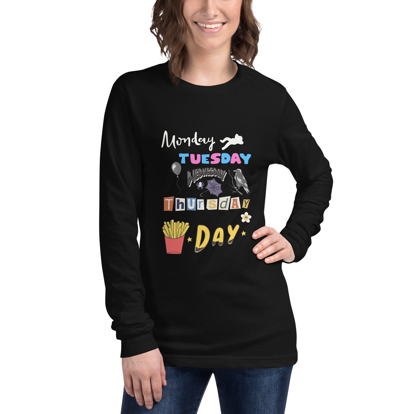 Days of The Week Long Sleeve Tee-long sleeve shirt-mysticalcherry