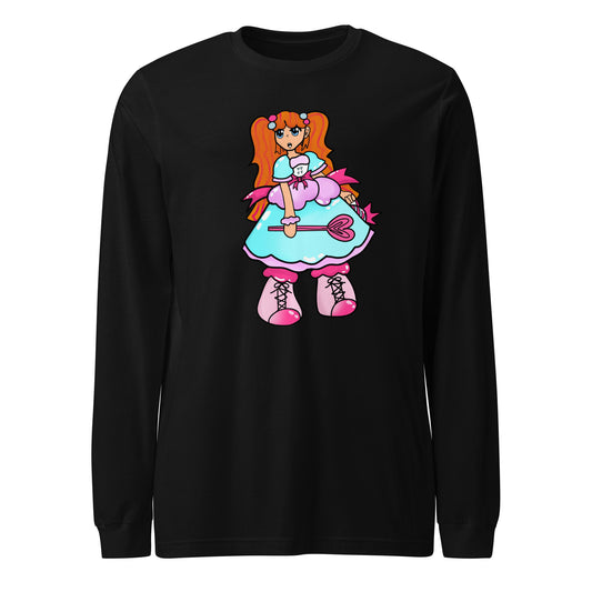 Kandie Character Long Sleeve Tee-long sleeve shirt-Black-XS-mysticalcherry