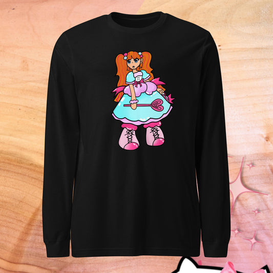 Kandie Character Long Sleeve Tee-long sleeve shirt-Black-XS-mysticalcherry