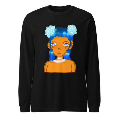 Aqua Blue Long Sleeve Tee-long sleeve shirt-Black-XS-mysticalcherry