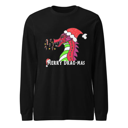 Merry Drag-mas Long Sleeve Tee-long sleeve shirt-Black-XS-mysticalcherry