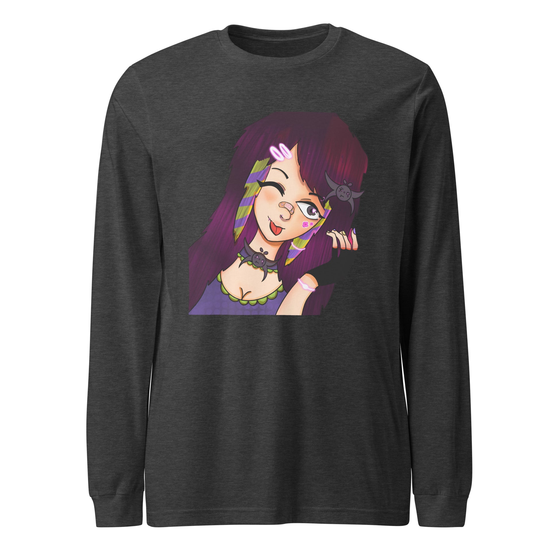 Punk Girly Long Sleeve Tee-long sleeve shirt-Dark Grey Heather-XS-mysticalcherry