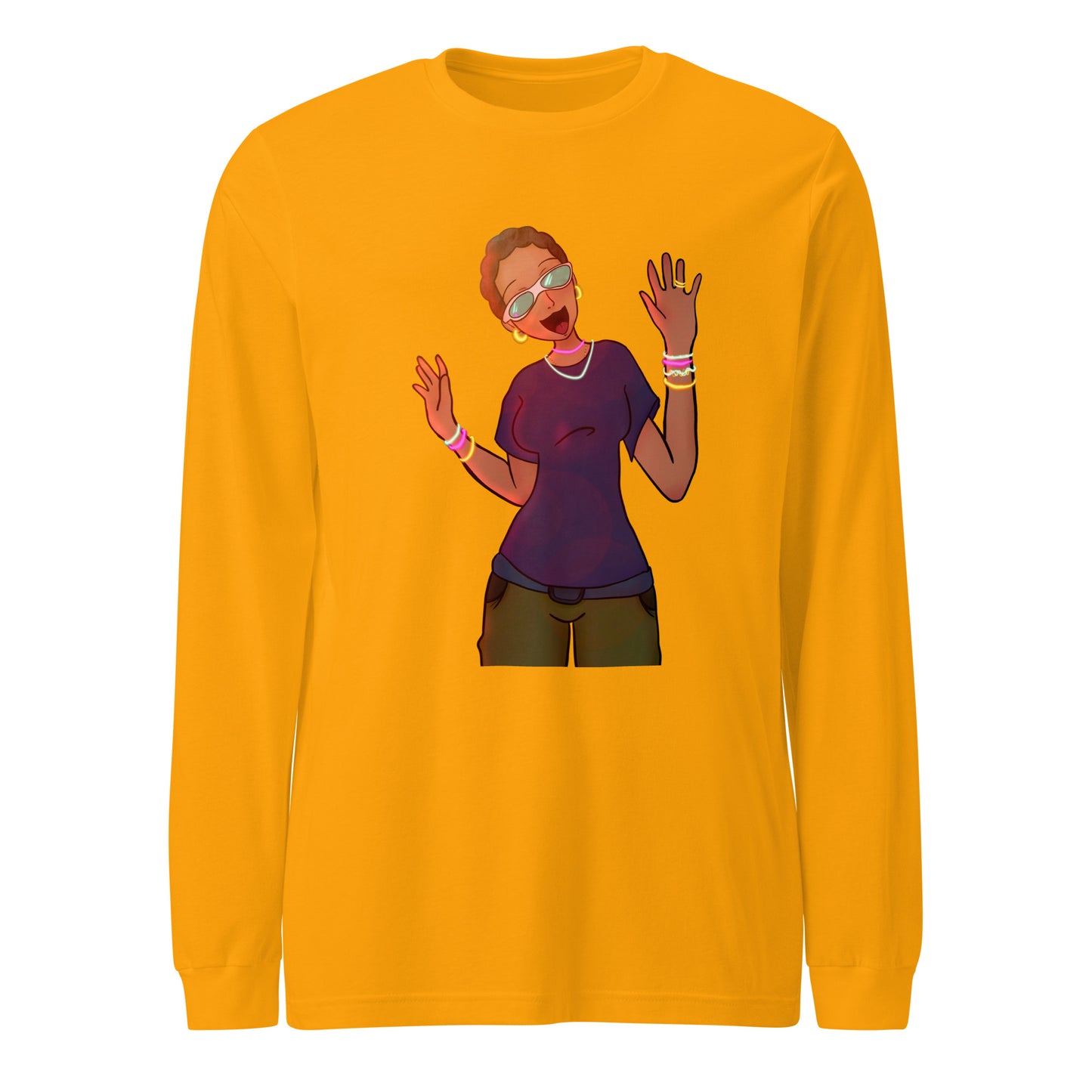 Aunty Angie Long Sleeve Tee-long sleeve shirt-Gold-XS-mysticalcherry