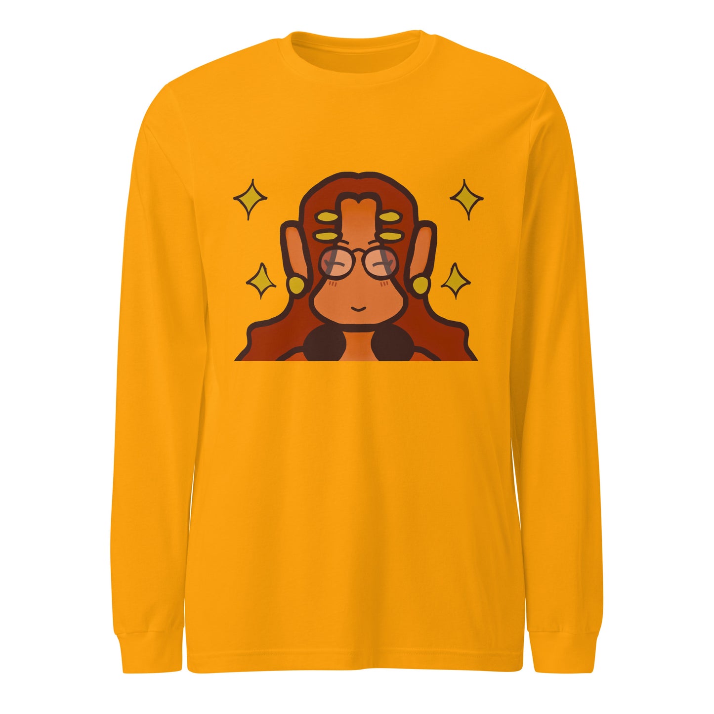 Chill And Cute Long Sleeve Tee-long sleeve shirt-Gold-XS-mysticalcherry