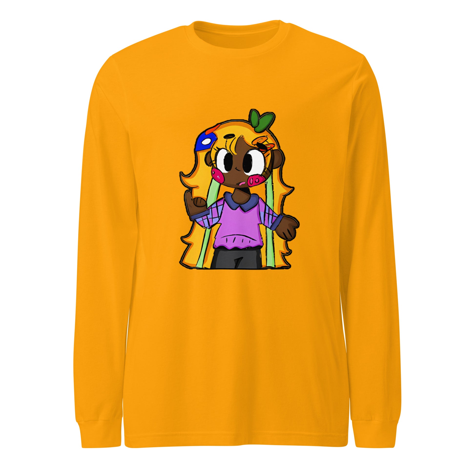 Chiisana Remon Character Long Sleeve Tee-long sleeve shirt-Gold-XS-mysticalcherry