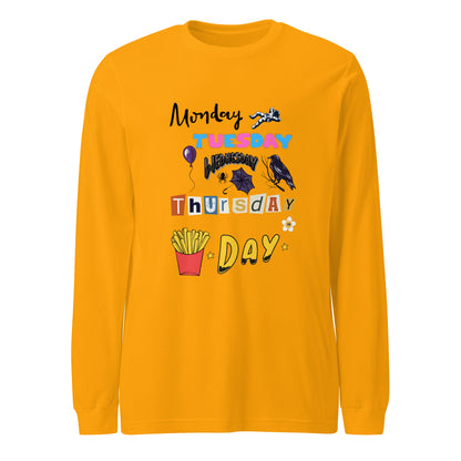 Days of The Week Long Sleeve Tee-long sleeve shirt-Gold-XS-mysticalcherry