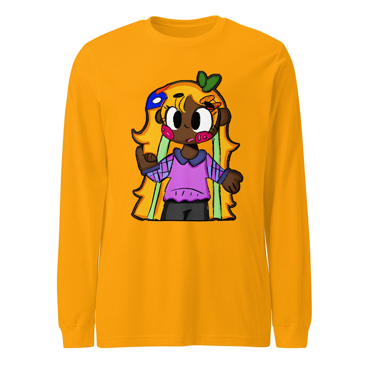 Chiisana Remon Character Long Sleeve Tee-long sleeve shirt-Gold-XS-mysticalcherry