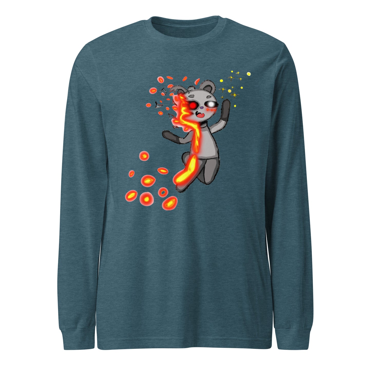 LavaBear Character Long Sleeve Tee-long sleeve shirt-Heather Deep Teal-XS-mysticalcherry