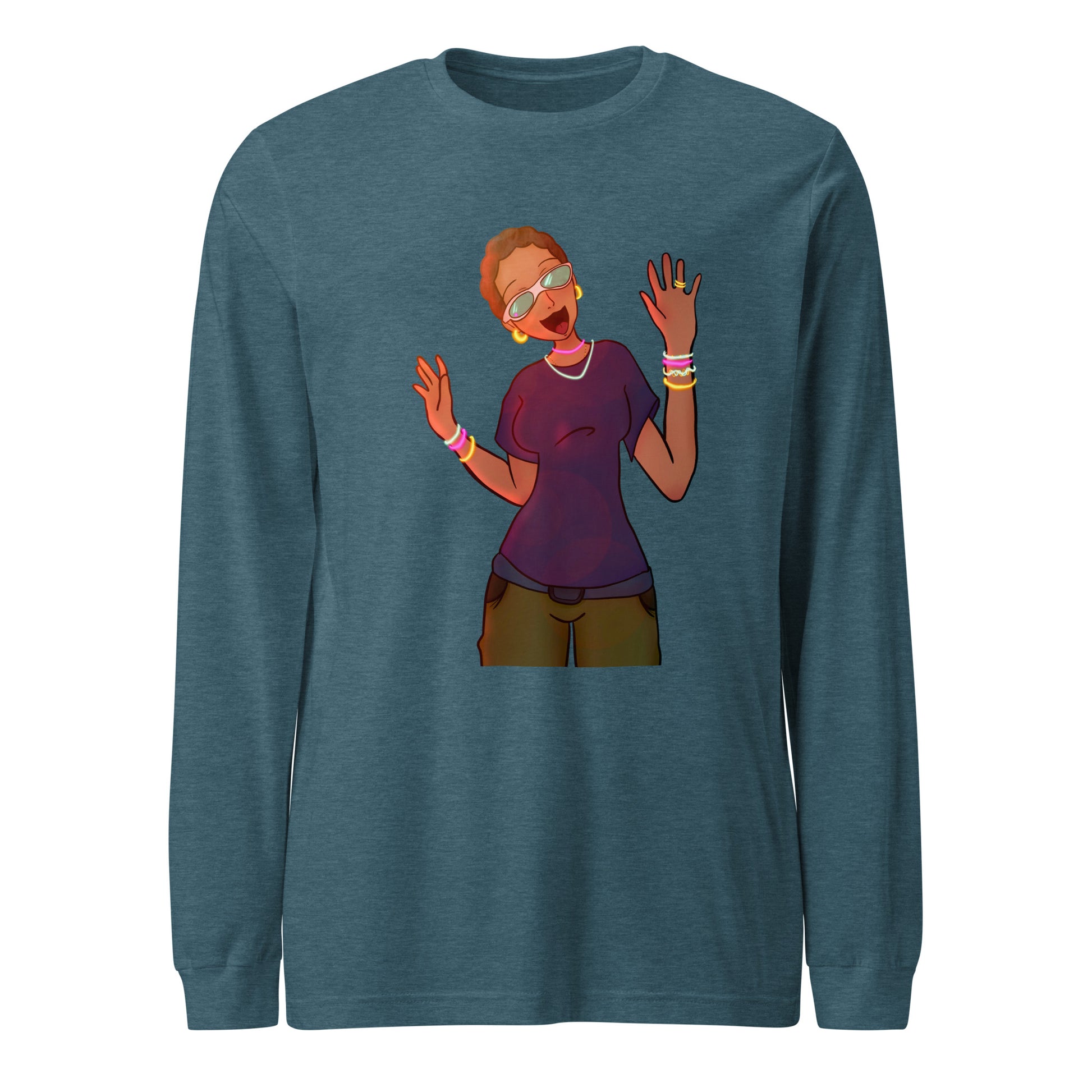 Aunty Angie Long Sleeve Tee-long sleeve shirt-Heather Deep Teal-XS-mysticalcherry