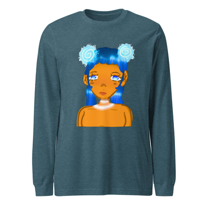 Aqua Blue Long Sleeve Tee-long sleeve shirt-Heather Deep Teal-XS-mysticalcherry