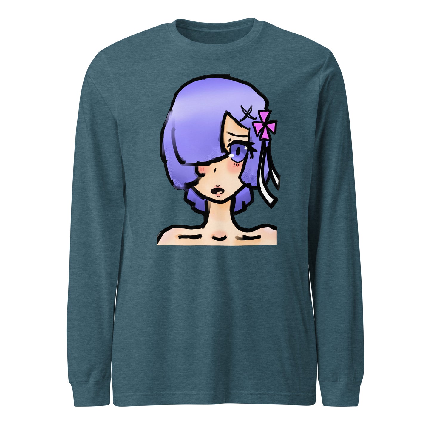 Berry Long Sleeve Tee-long sleeve shirt-Heather Deep Teal-XS-mysticalcherry