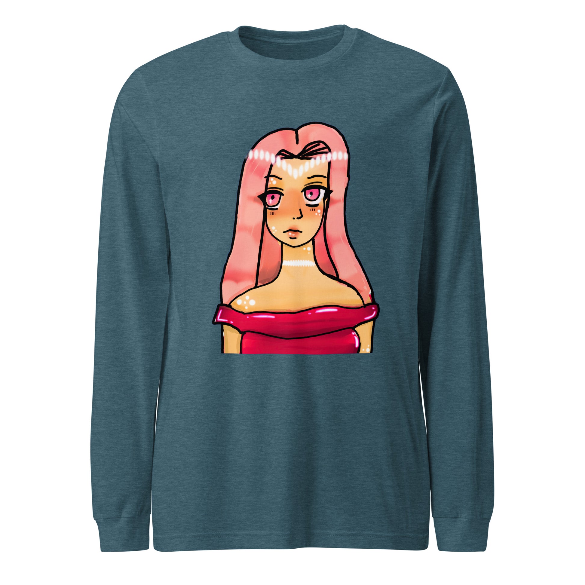 Shimmer Long Sleeve Tee-Heather Deep Teal-XS-mysticalcherry