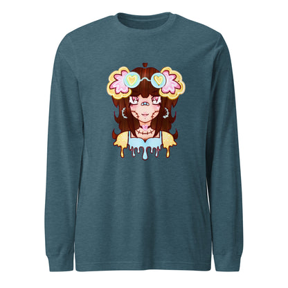 Kreama Long Sleeve Tee-Wearable art t-shirt-Heather Deep Teal-XS-mysticalcherry