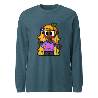 Chiisana Remon Character Long Sleeve Tee-long sleeve shirt-Heather Deep Teal-XS-mysticalcherry