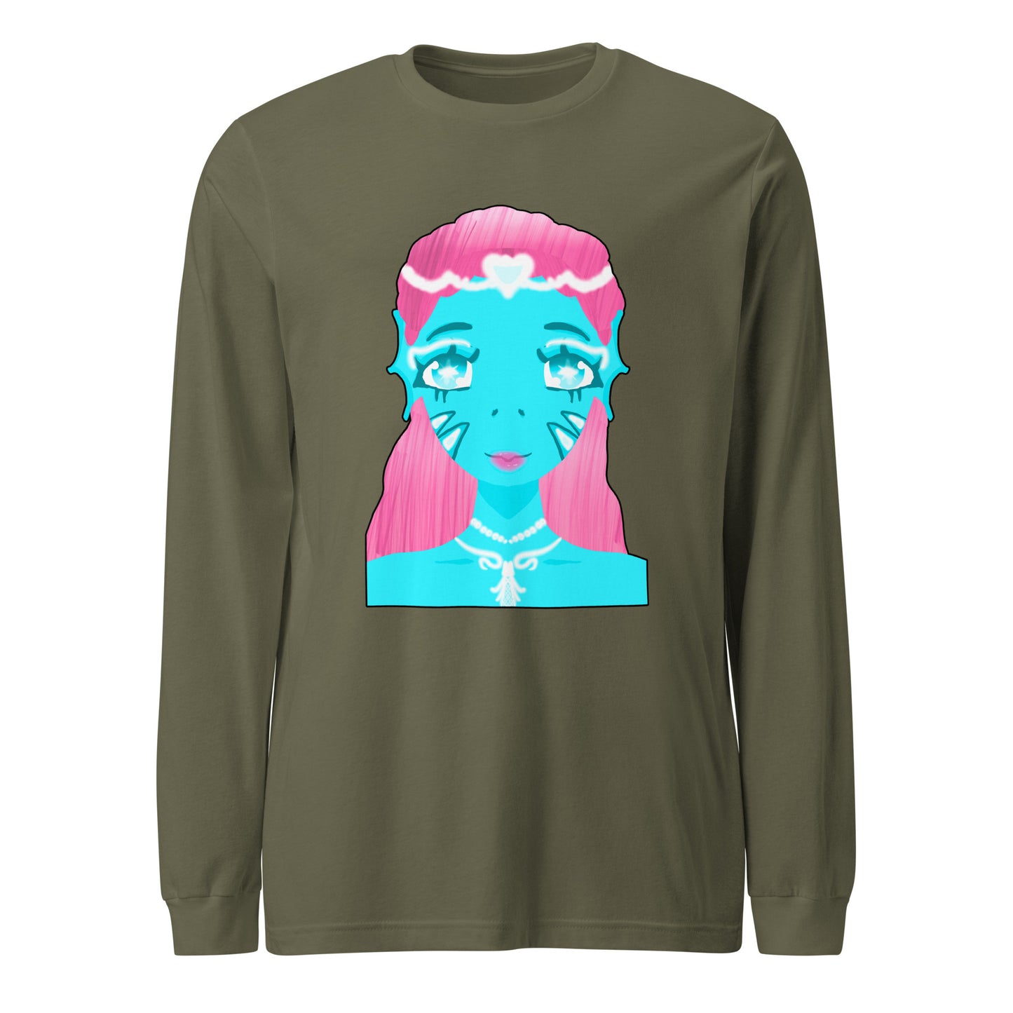 Mermaid On Land Long Sleeve Tee-long sleeve shirt-Military Green-XS-mysticalcherry