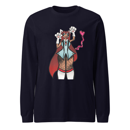 Lizbeth Niko Cat Lady Long Sleeve Tee-long sleeve shirt-Navy-XS-mysticalcherry