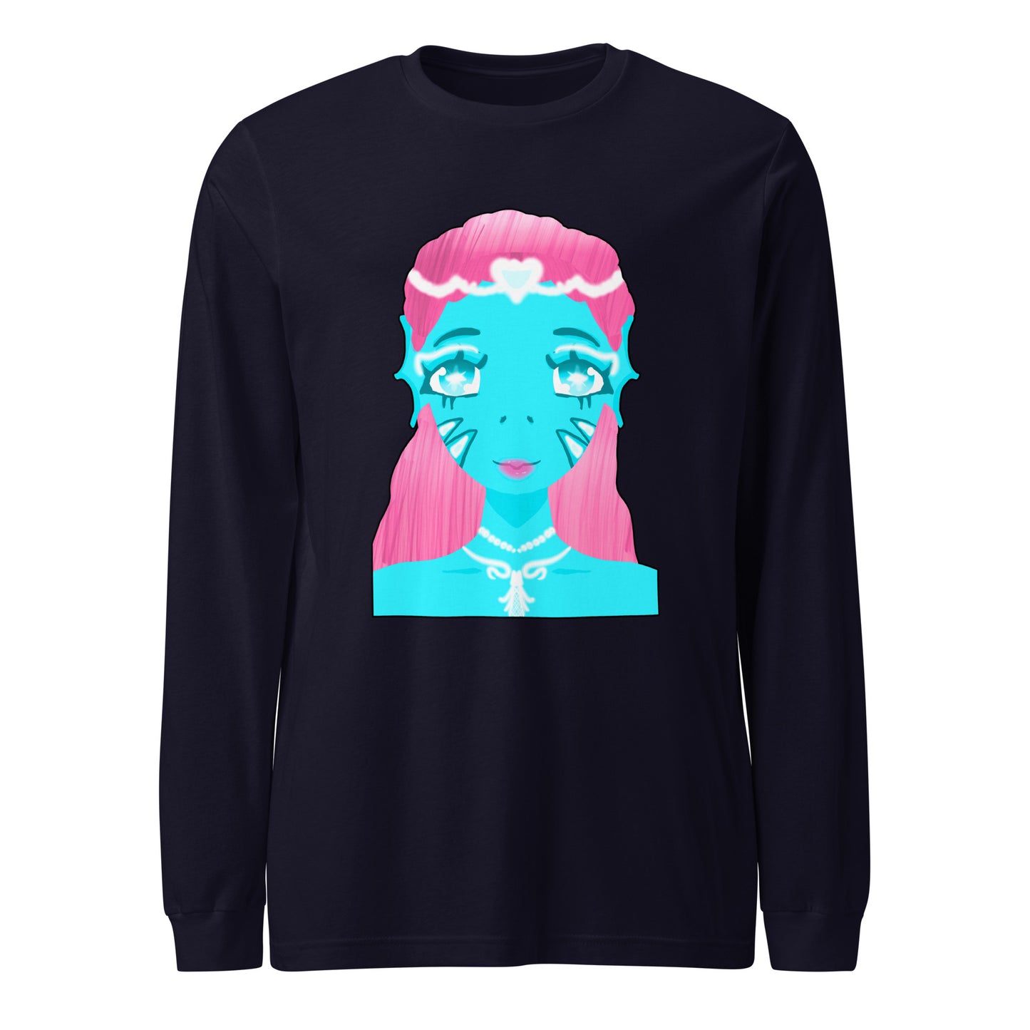 Mermaid On Land Long Sleeve Tee-long sleeve shirt-Navy-XS-mysticalcherry