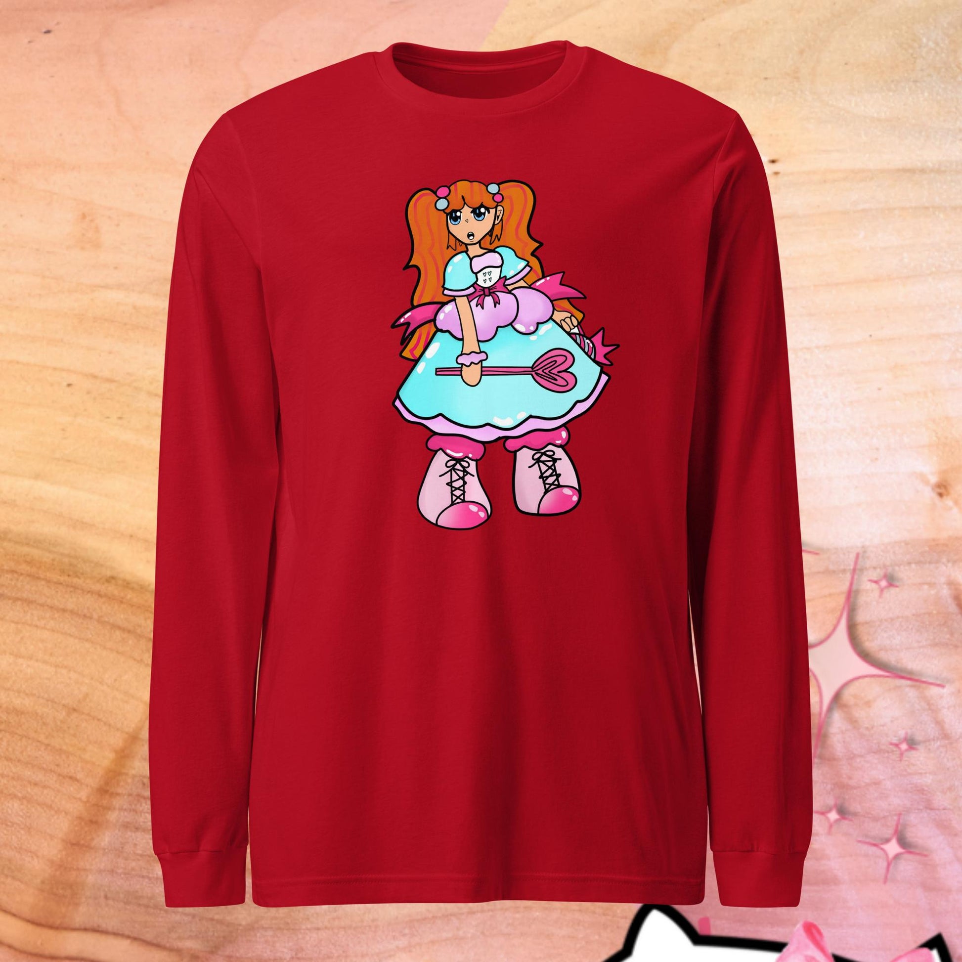 Kandie Character Long Sleeve Tee-long sleeve shirt-Red-XS-mysticalcherry