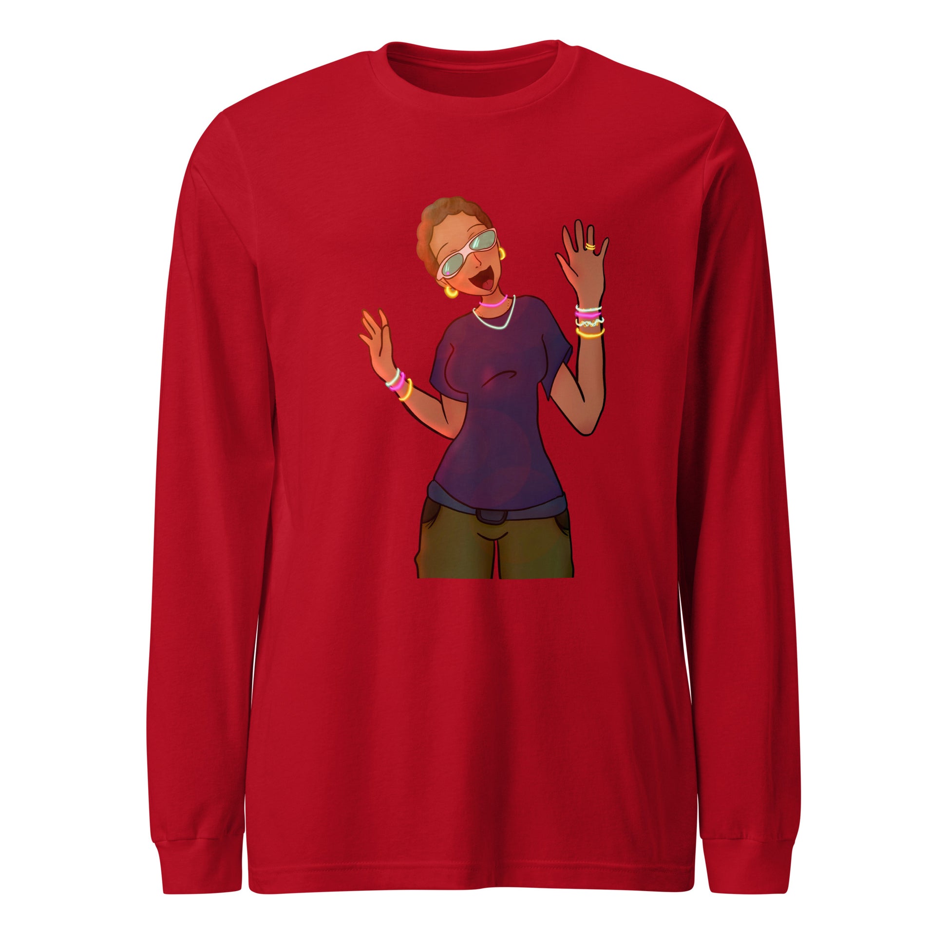 Aunty Angie Long Sleeve Tee-long sleeve shirt-Red-XS-mysticalcherry