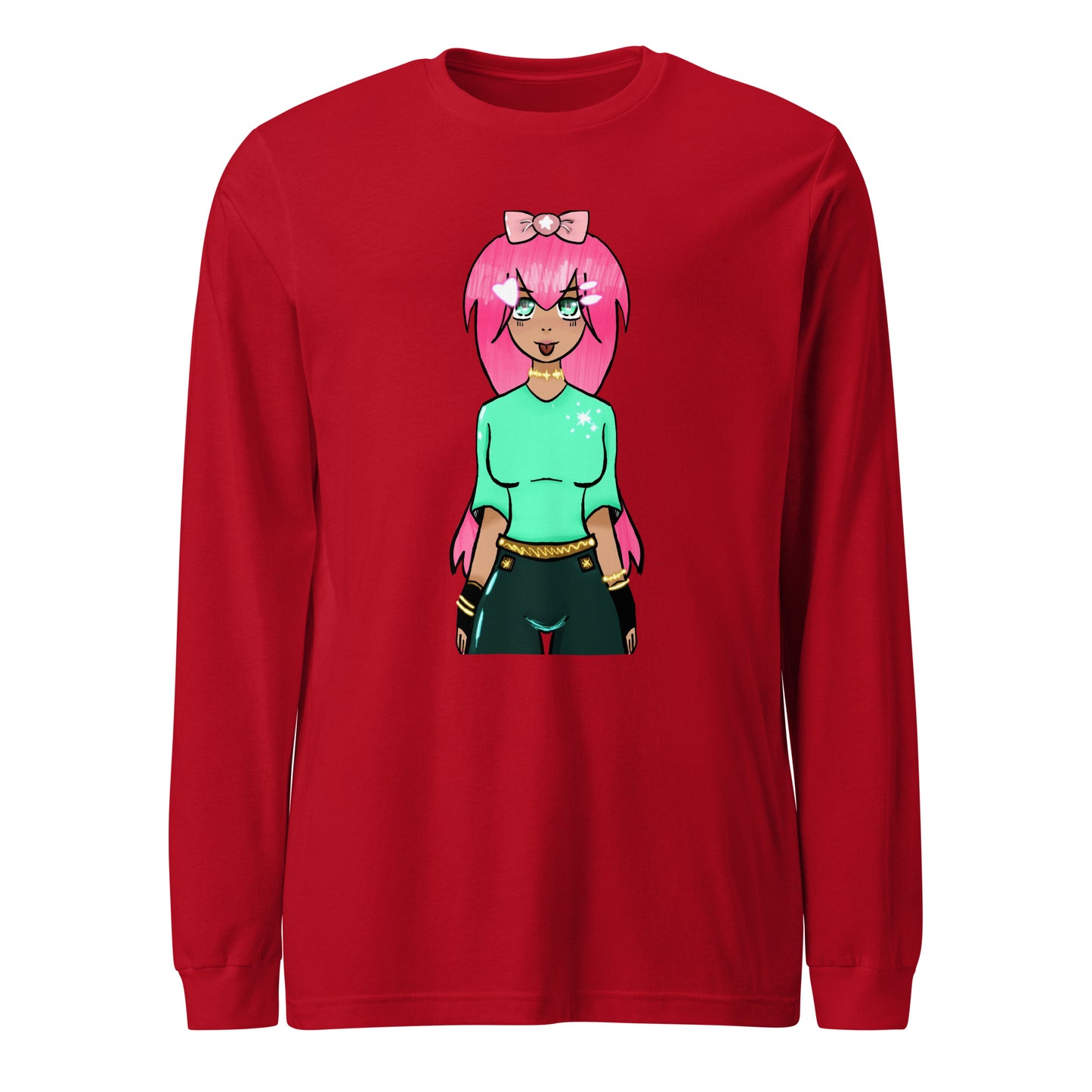 Bubble Gum Girl Long Sleeve Tee-Wearable art t-shirt-Red-XS-mysticalcherry