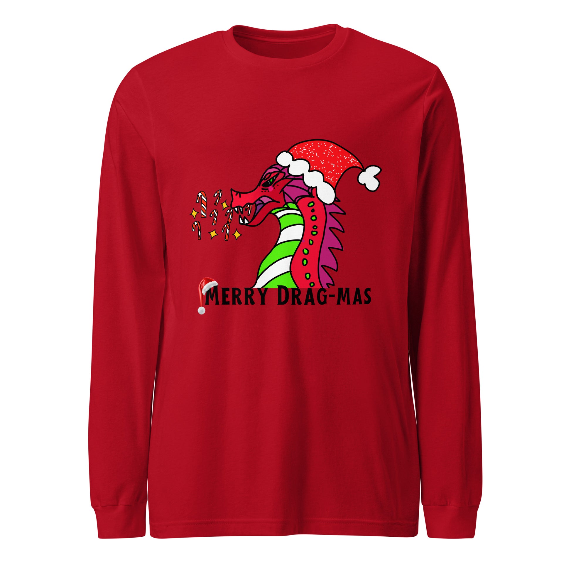 Merry Drag-mas Long Sleeve Tee-long sleeve shirt-Red-XS-mysticalcherry