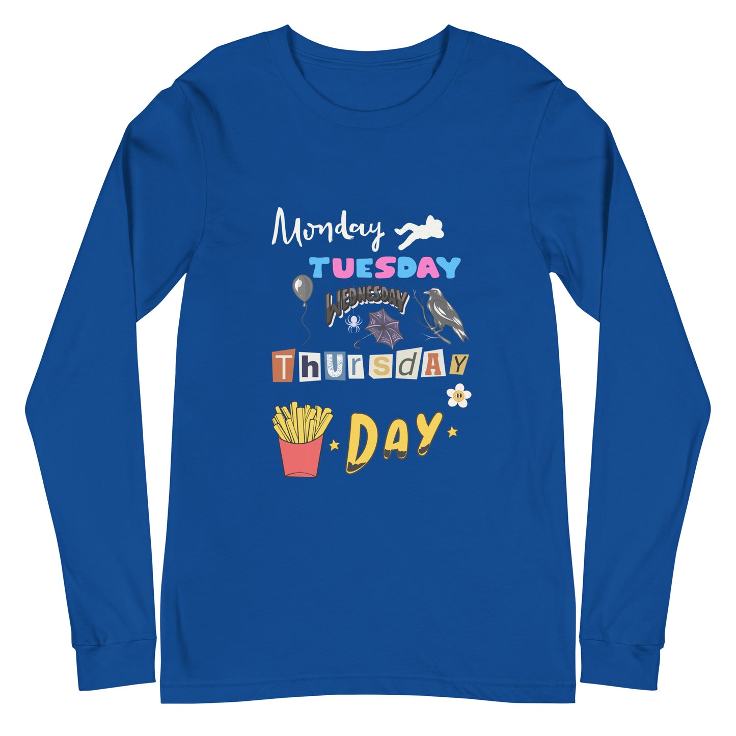 Days of The Week Long Sleeve Tee-long sleeve shirt-True Royal-XS-mysticalcherry